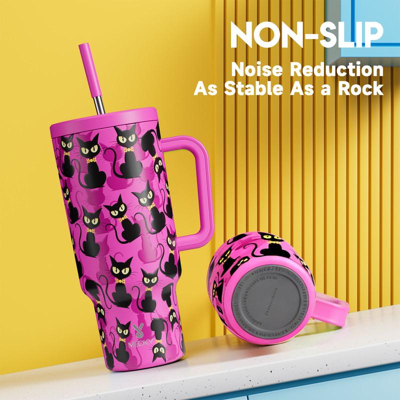 Meoky 40oz Tumbler,Stainless Steel Thermos Cup,Keeps Drinks Hot&Cold,Food Safe,Non-Slip Base,Easy-Clean,Fits Car Cup Holders,Festive Gift