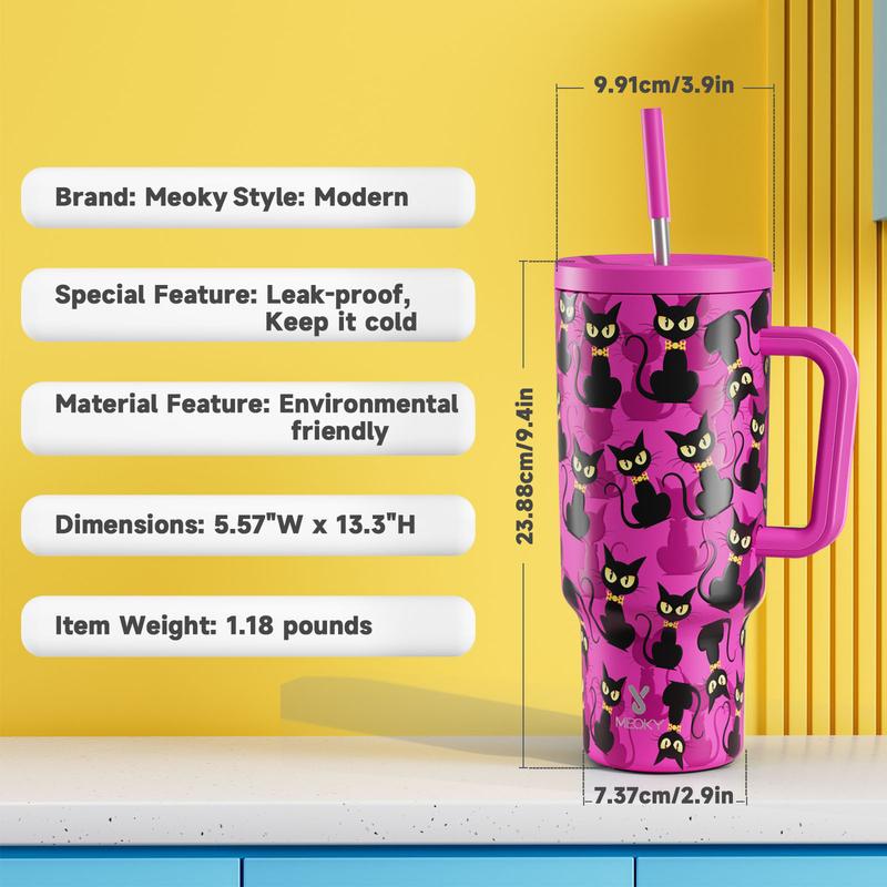 Meoky 40oz Tumbler,Stainless Steel Thermos Cup,Keeps Drinks Hot&Cold,Food Safe,Non-Slip Base,Easy-Clean,Fits Car Cup Holders,Festive Gift
