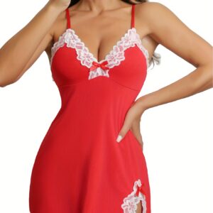 Women's Sexy Summer Nightgown — Short, Non-Padded, Lace-Trimmed, Body-Hugging, Slimming, Solid Black Spaghetti-Strap Chemise